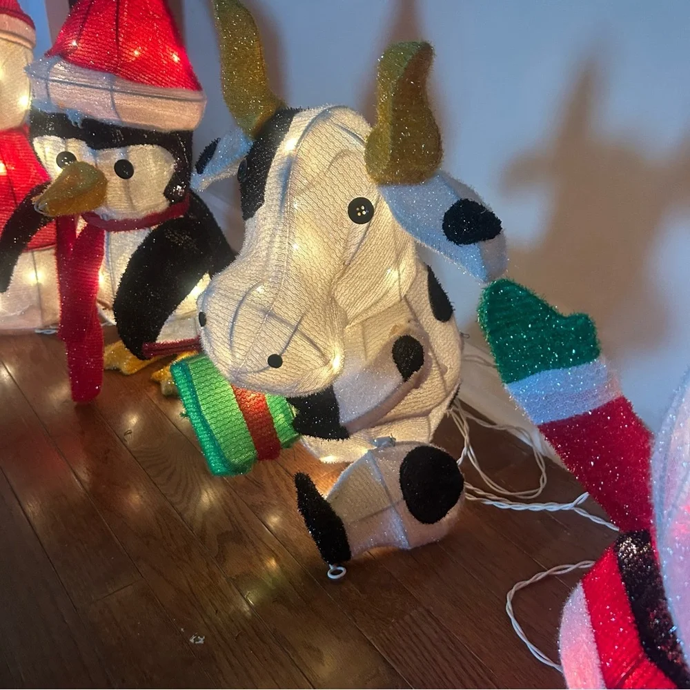 Vintage 20” Christmas Light Up Decor All 6 Characters Cow Dog Santa Penguin +